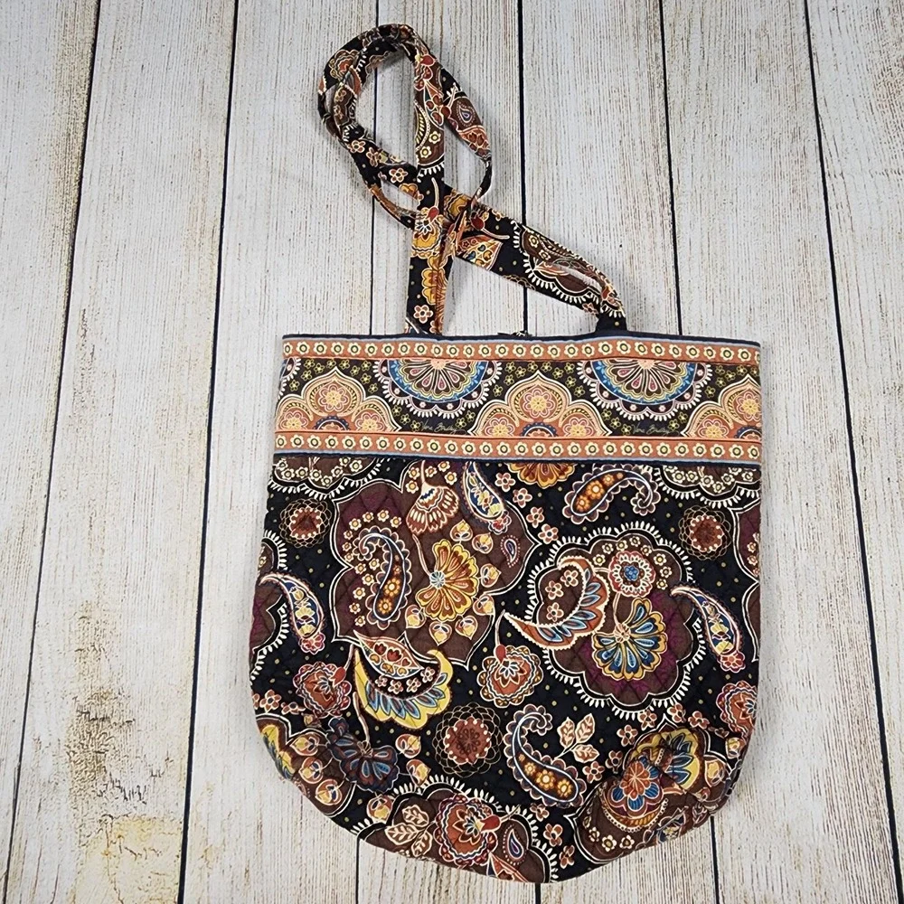 Vera Bradley Kensington Print Tote Bag Purse &‎ Small Bag Retired Brown Paisley